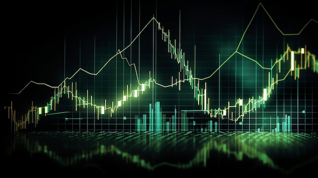 Green Forex Stock Market Chart Against a Black Background