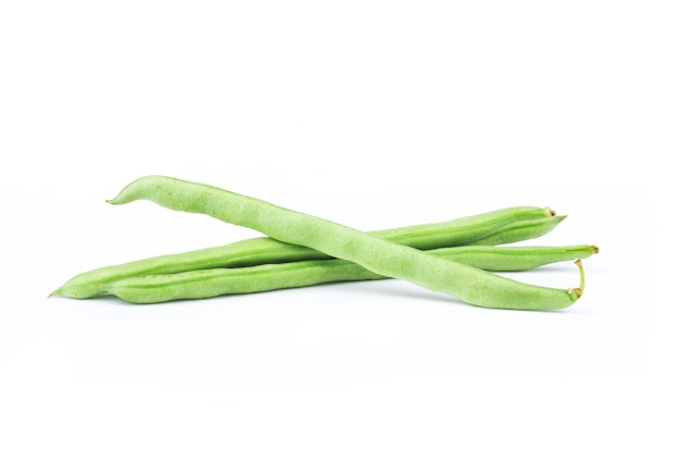 Green french beans isolated on white