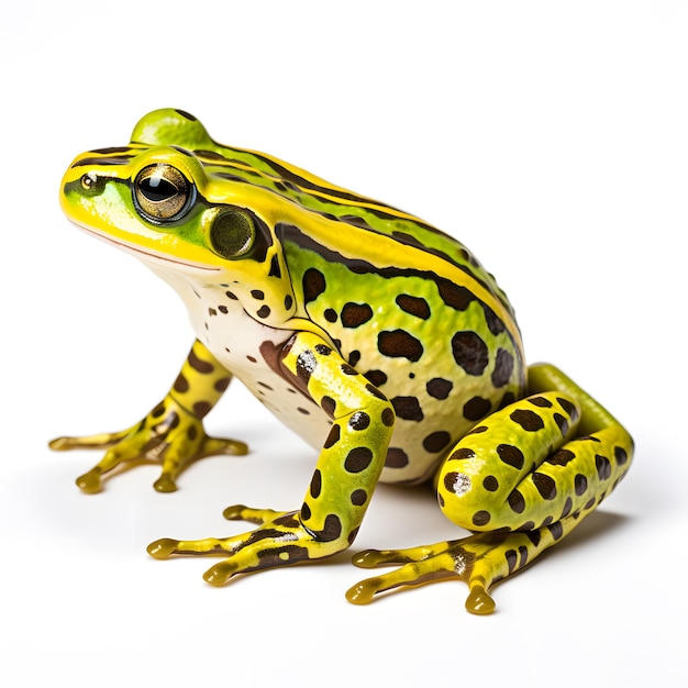 Green frog isolated on white background Closeup Studio shot