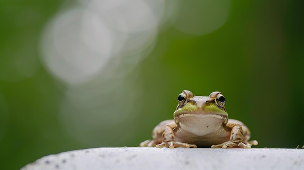 Green frog showing signboard with blank copy space area for slogan Generative Ai