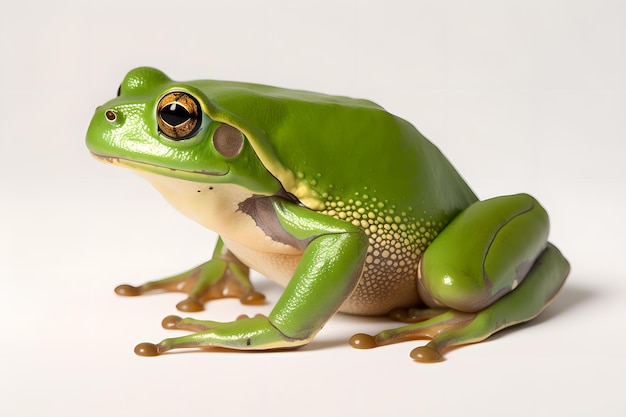 A green frog with white background