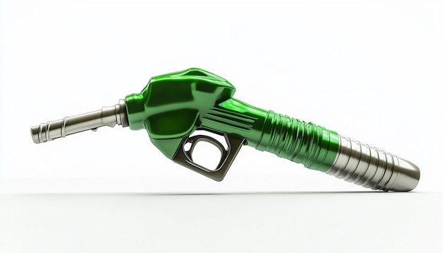 Photo green fuel nozzle on white