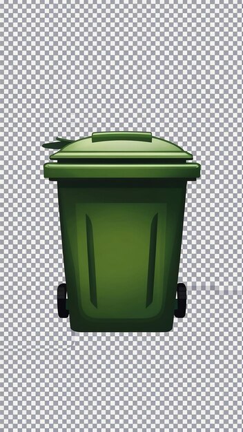 Green garbage bin isolated on transparency background PNG