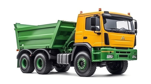 Green garbage truck photo realistic illustration generative