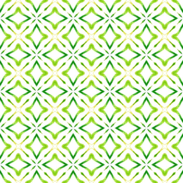 Green geometric chevron watercolor border. Green popular boho chic summer design. Textile ready splendid print, swimwear fabric, wallpaper, wrapping. Chevron watercolor pattern.