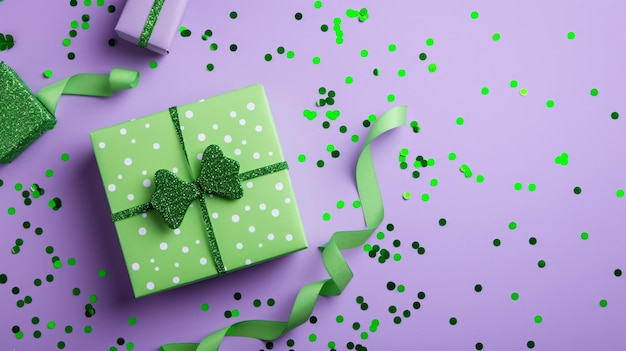 a green gift box with a green ribbon and a green bow