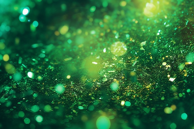 Green glitter with a yellow background