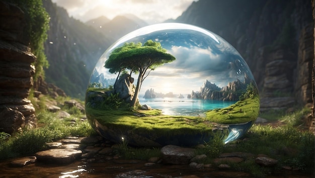 The green globe is located