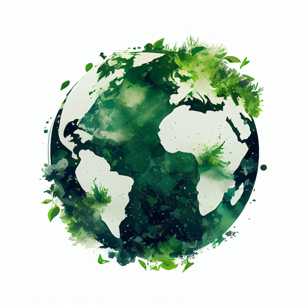 A green globe with the planet earth in the middle.