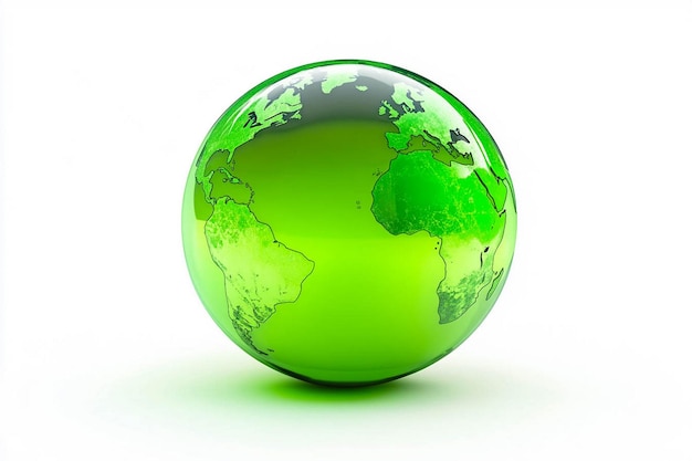 a green globe with a world map on it