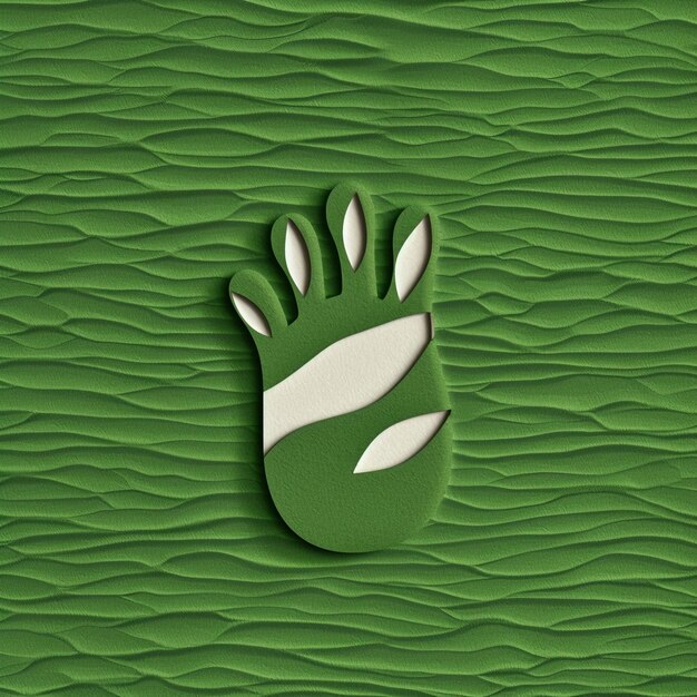 Photo a green glove with a white paw that says  hand  on it