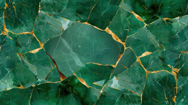 Photo green and gold cracked marble texture