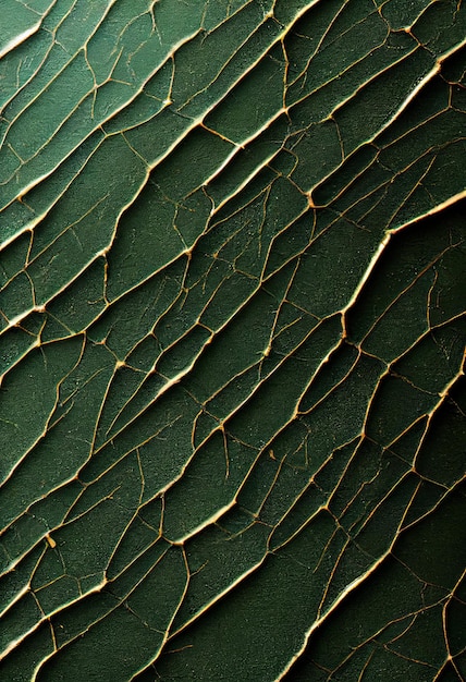 Green and gold cracked surface abstract background