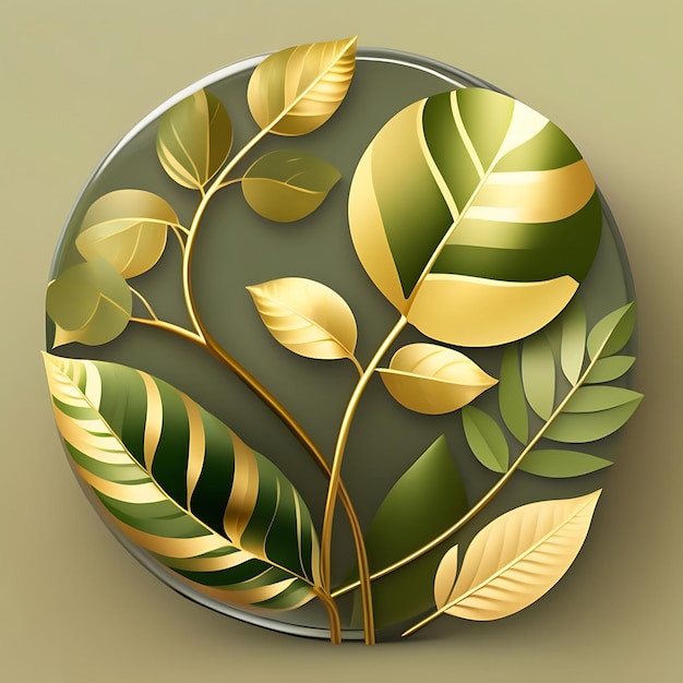 Green and Gold Eucalyptus Leaves Illustration Stationery