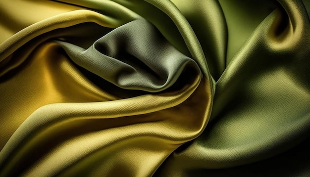 A green and gold fabric with a green fabric that says'green'on it