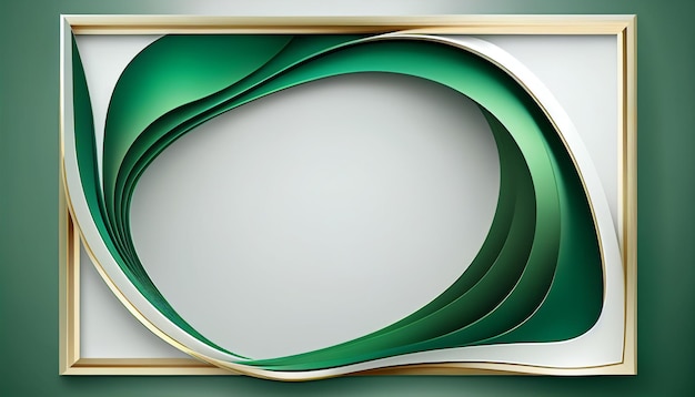 Green and gold frame template background with copy space