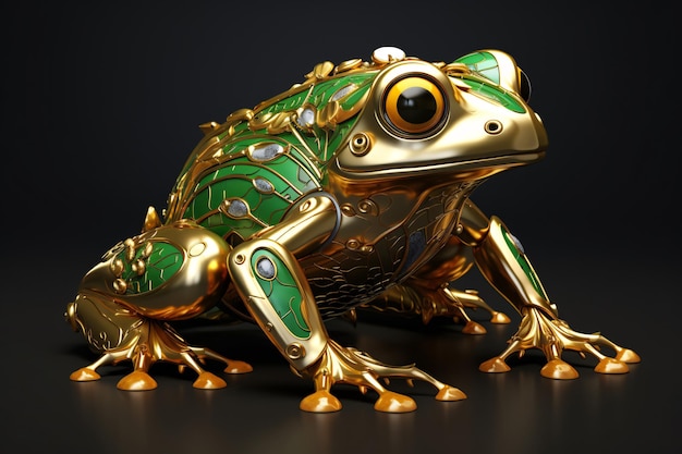 a green and gold frog