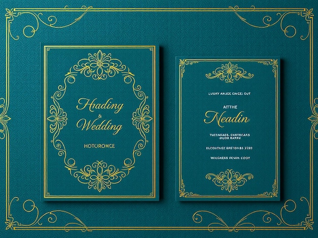 Photo a green and gold invitation for the wedding ceremony