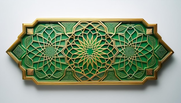 Green and Gold Islamic Geometric Pattern Wall Decor