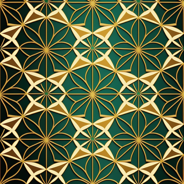 A green and gold pattern with a star pattern.