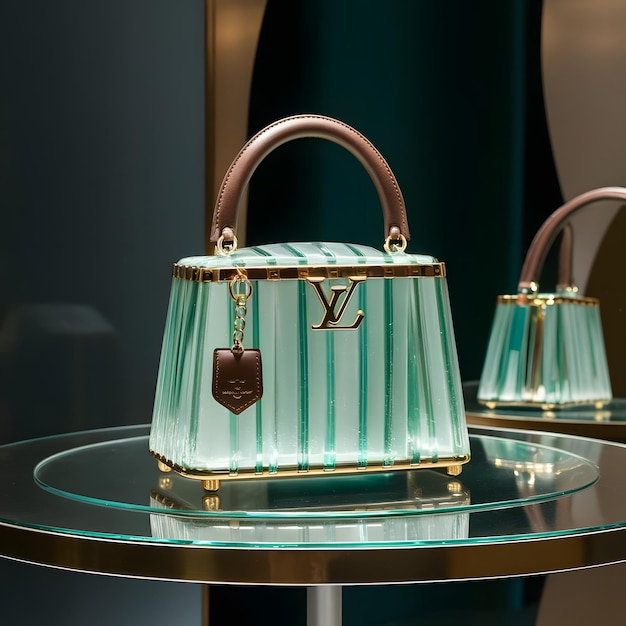 a green and gold purse with the letter v on it Generative AI