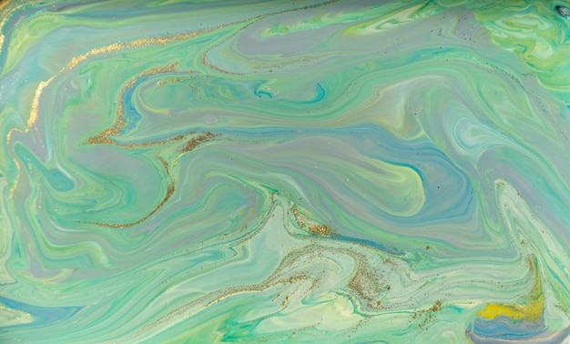 Green and gold ripple agate pattern. Ocean style beautiful background.