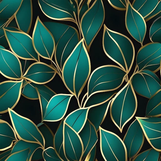 Green and Golden 3D leaves