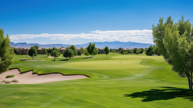 green golf course clear weather views