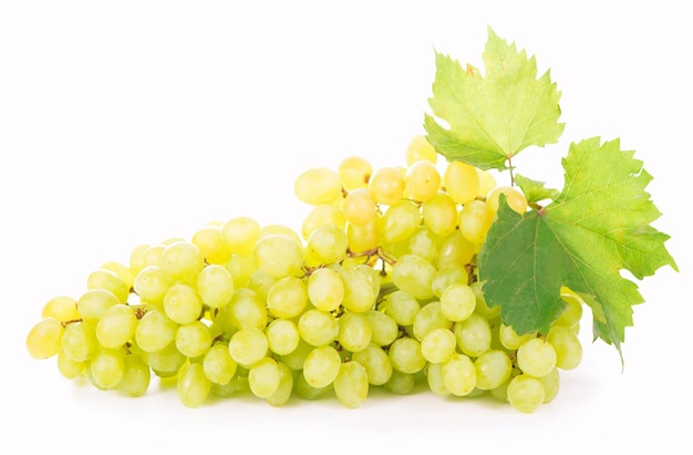 Green grapes isolated on the white background