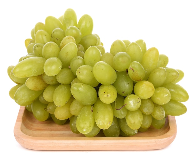 Green grapes isolated on the white background