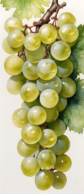 Green Grapes Painting Alkohol Washed Ink Colors Watercolor Drawing Background Wall Art Design