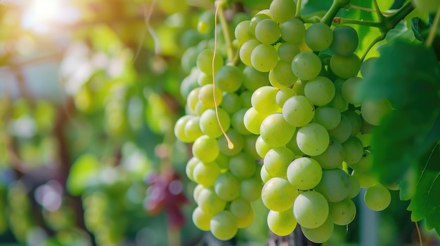 green grapes tree in the garden are excellent source of vitamin C Green organic green grapes hanging on tree