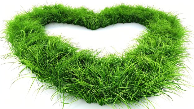 Green grass arranged in a heart shape