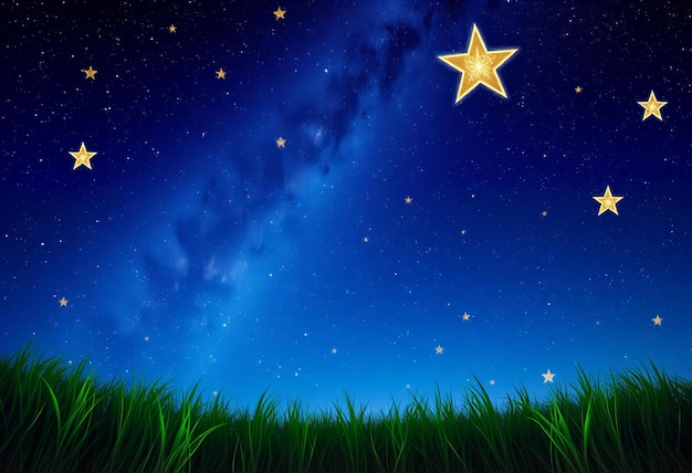 Photo a green grass field with a star in the middle of it