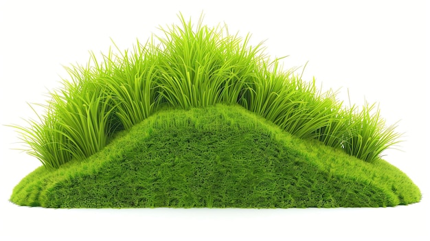 Green grass mound isolated on white background