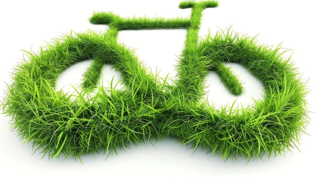 Photo green grass shaped like a bicycle