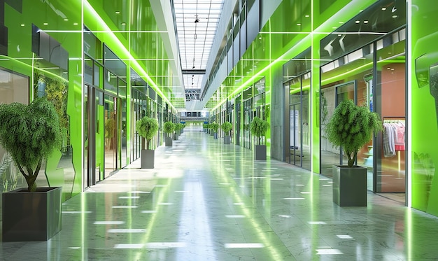 a green hallway with a green wall that says quot the word quot on it