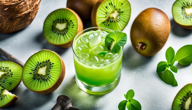 Photo green healthy cocktail of kiwi