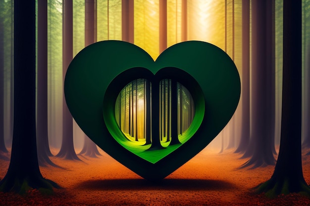 A green heart with a green heart inside