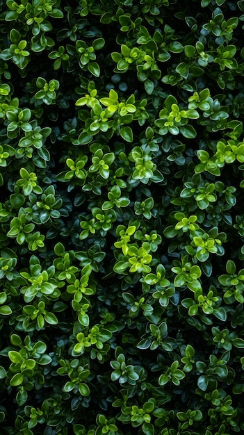 Photo a green hedge with small plants on it in the style of decorative backgrounds