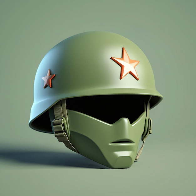 Green Helmet with Red Stars