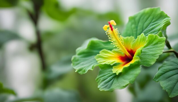 Green hibiscus flowers plant background