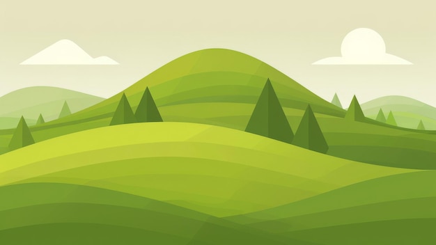 Green hills with mountains and clouds illustration for your design