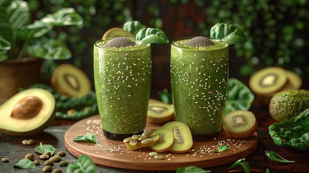 Photo green homemade smoothies