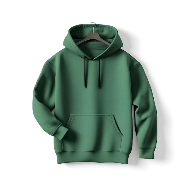 Green hoodie mockup on white background generative ai