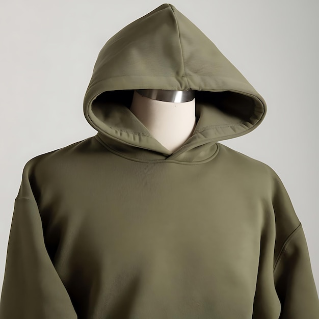 Photo green hoodie with a plain design front view on a white background