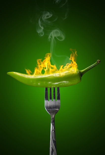 Green Hot Chili Pepper Isolated