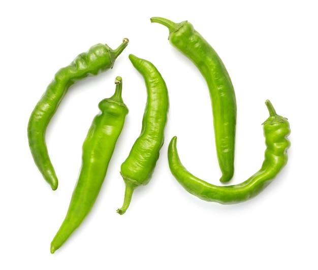 Green hot chili peppers