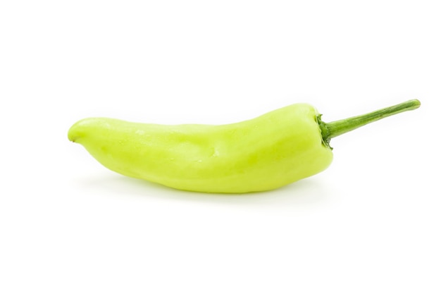 Green hot pepper isolated on white background.