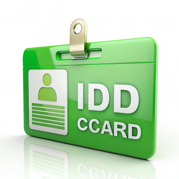 Photo green id card 3d iilustration isolated on white background